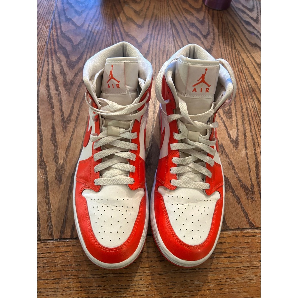 Jordan 1 Mid Habanero Red White Womens Sneakers BQ6472-116 Mens 9.5 Womens 11